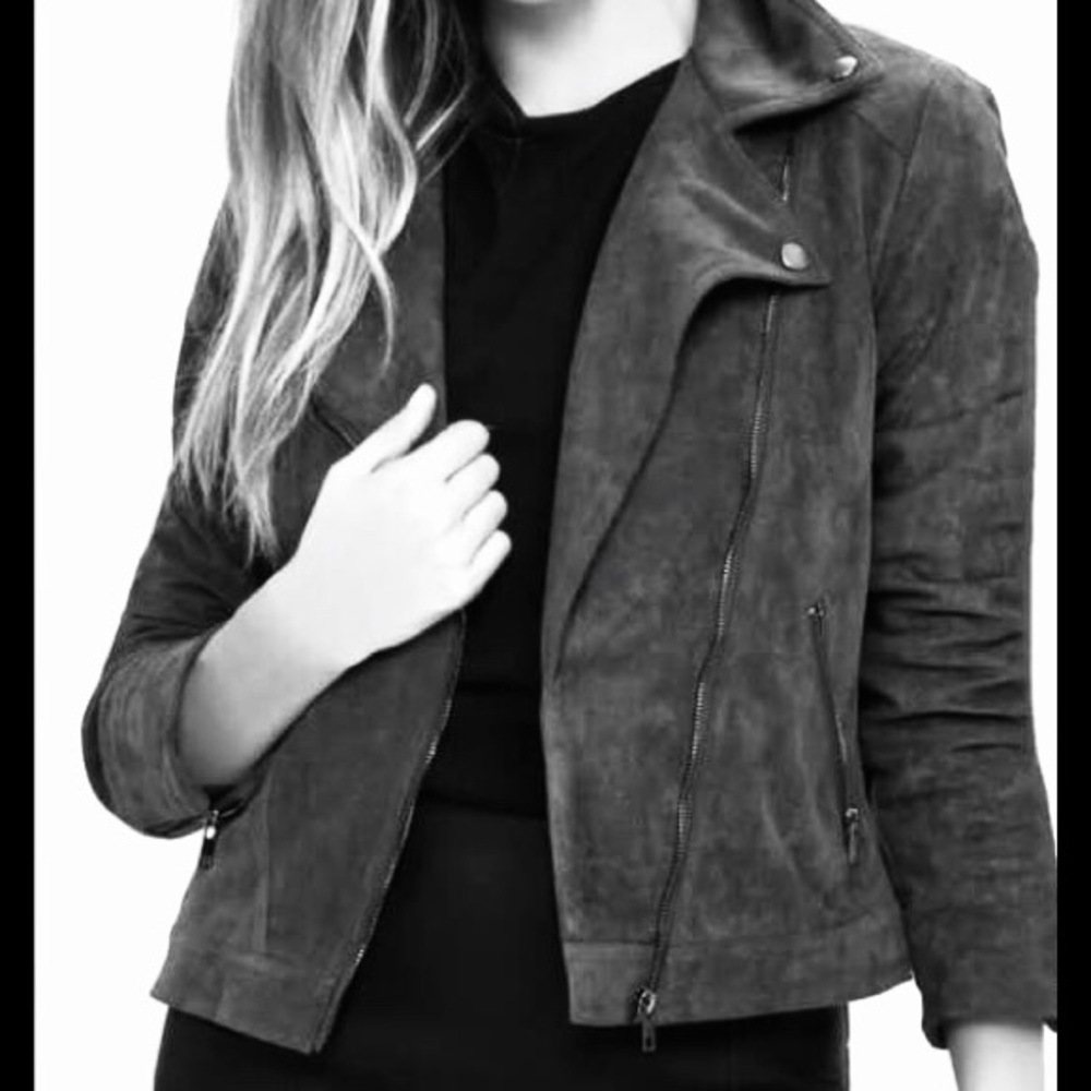 LUSH Gray Jacket/Coat suede moto